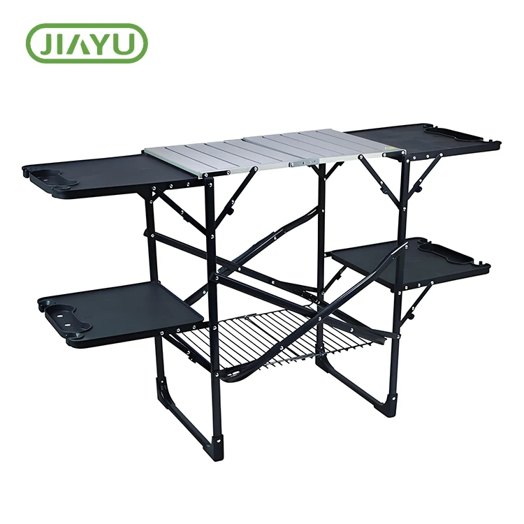 Bärbart hopfällbart campingbord i aluminium